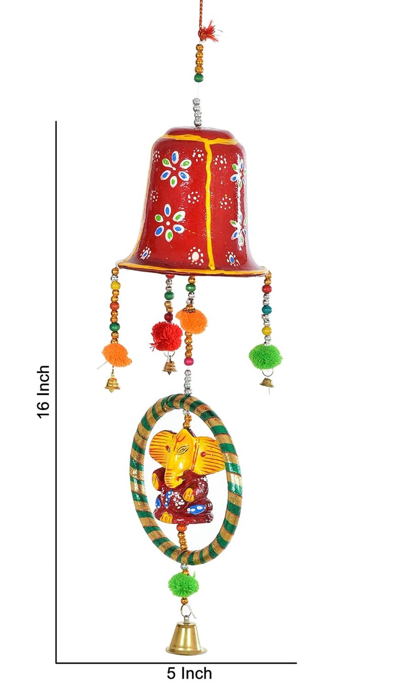 OGGN Big Bell Ganesh Decorative Wall Door Hanging Elephant Latkan Toran Jhumar for Temple Decoration Mandir Decor Traditional Rajasthani Decorative Items for Diwali Big Bell Ganesh - Image 2