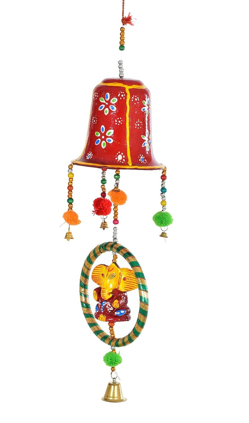 OGGN Big Bell Ganesh Decorative Wall Door Hanging Elephant Latkan Toran Jhumar for Temple Decoration Mandir Decor Traditional Rajasthani Decorative Items for Diwali Big Bell Ganesh - Image 3