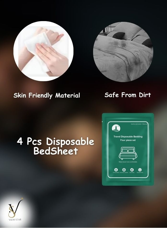 VIEW STAR Viewstar 4 Pieces Disposable Travel Bed Sheet Set, Hotel & Spa Use, Includes 1 Quilt Cover, 1 Bed Sheet, 2 Pillowcases, Portable, Hygienic Bedding for Travel, Business Trips, and Spa Visits - Image 5