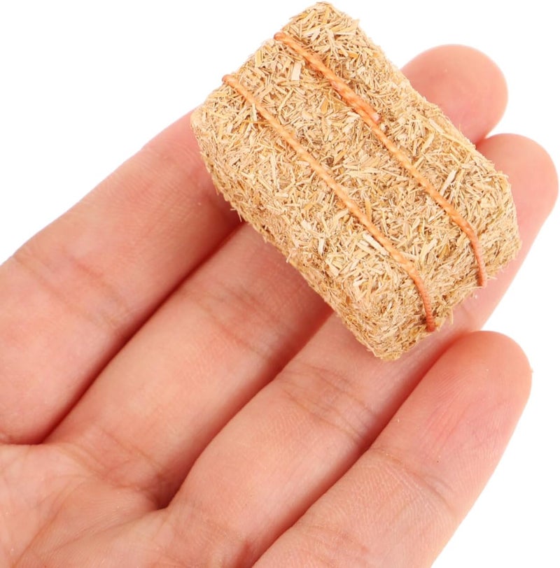 DOITOOL Mini Hay Bales for Decoration, 4pcs Decorative Straw Bale, Dollhouse Miniature Haystack, Fall Fairy Garden Accessories for DIY Autumn Crafts (1.18X0.79X0.79in) - Image 4
