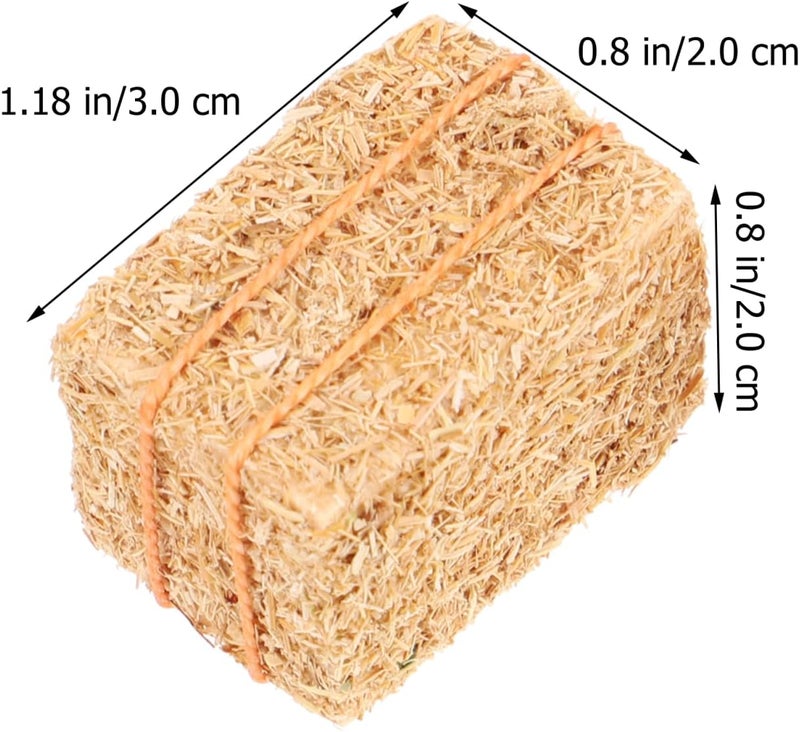 DOITOOL Mini Hay Bales for Decoration, 4pcs Decorative Straw Bale, Dollhouse Miniature Haystack, Fall Fairy Garden Accessories for DIY Autumn Crafts (1.18X0.79X0.79in) - Image 3