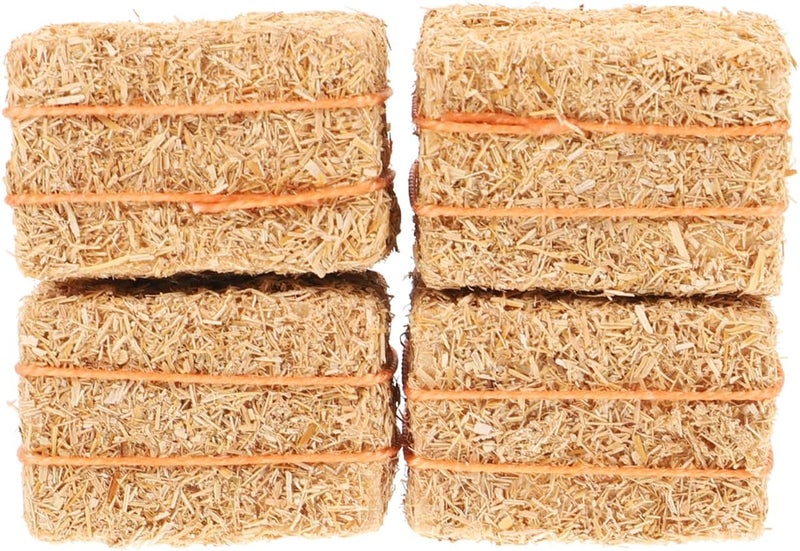 DOITOOL Mini Hay Bales for Decoration, 4pcs Decorative Straw Bale, Dollhouse Miniature Haystack, Fall Fairy Garden Accessories for DIY Autumn Crafts (1.18X0.79X0.79in) - Image 1