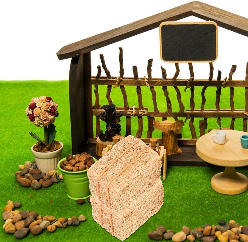 DOITOOL Mini Hay Bales for Decoration, 4pcs Decorative Straw Bale, Dollhouse Miniature Haystack, Fall Fairy Garden Accessories for DIY Autumn Crafts (1.18X0.79X0.79in) - Image 2