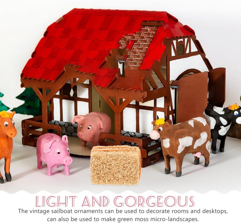 DOITOOL Mini Hay Bales for Decoration, 4pcs Decorative Straw Bale, Dollhouse Miniature Haystack, Fall Fairy Garden Accessories for DIY Autumn Crafts (1.18X0.79X0.79in) - Image 5