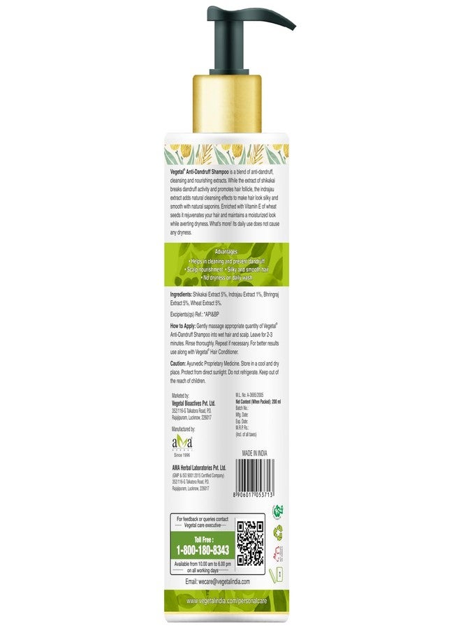 Vegetal Natural Anti-Dandruff Shampoo with Shikakai, Bhringraj Paraben-Free Pack of 3 - Image 3