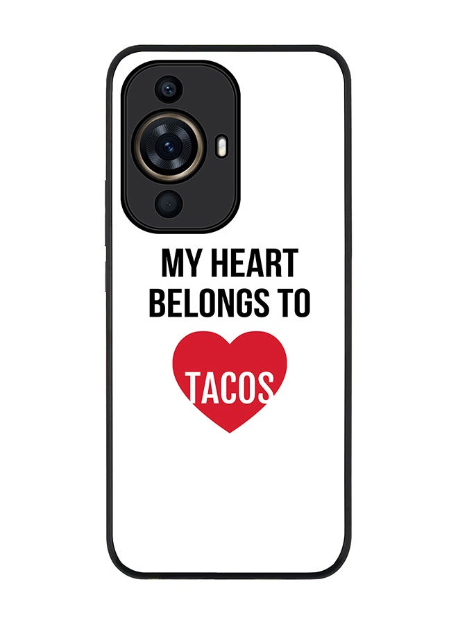 Stylizedd Rugged Black Edge case for Huawei nova 11 Pro, Slim fit Soft Case Flexible Rubber Edges Anti Drop TPU Gel Thin Cover - My heart belongs to tacos - Image 1