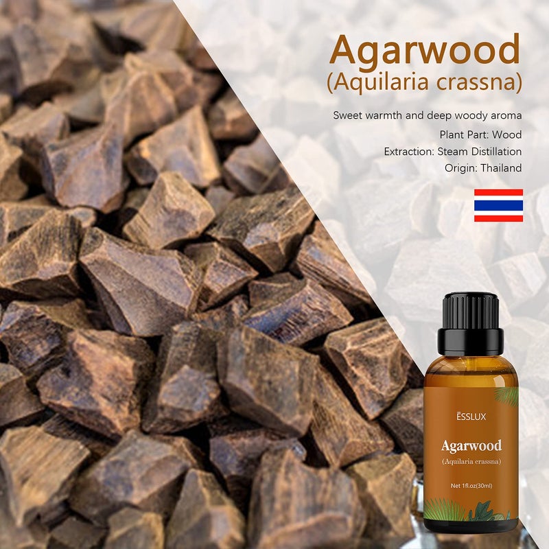 ESSLUX Agarwood Essential Oil, ESSLUX Aromatherapy Oils for Diffuser, Massage, Soap, Candle Making, Perfume, 30 ml - Image 2