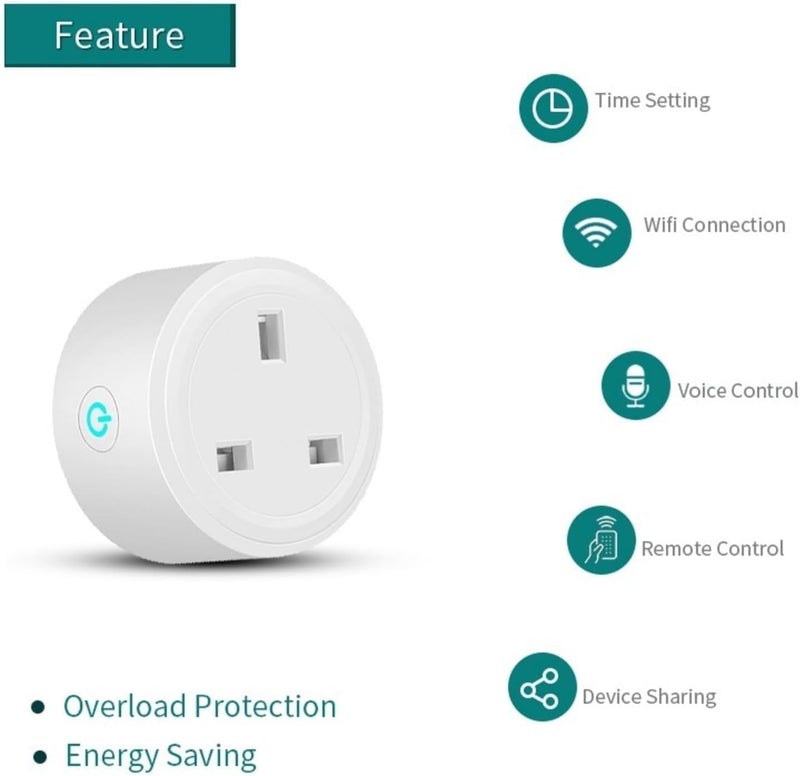 UREVO WiFi Smart Plug, 16A Smart Outlet Socket with Alexa Compatibility - Image 3