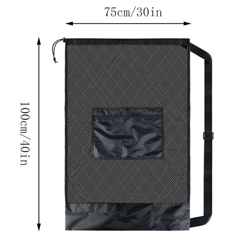 TRKETK Large Mesh Ball Bag with Adjustable Straps Diving Equipment Large Capacity 10-15 Balls Shoulder Bag Storage Bag for Football, Volleyball, Rugby (75 x 100 cm) - Image 2