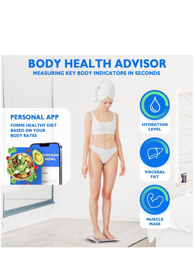 Titan Electronics T Electronics - Smart  Body Weight Scale - Digital Scales for  bathroom use - 14 Different Parameters - 440lb - White  - Image 5