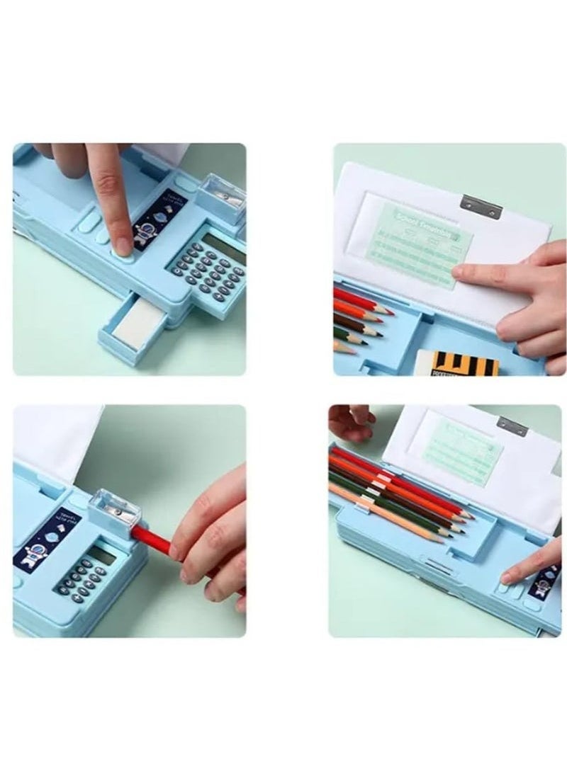 Generic Pop Up Multifunction Pencil Case for Kids, with Calculator Sharpener Cute School Supplies Multifunction Stationery Organizer Space Gift for Kids Teens Black  - Image 5