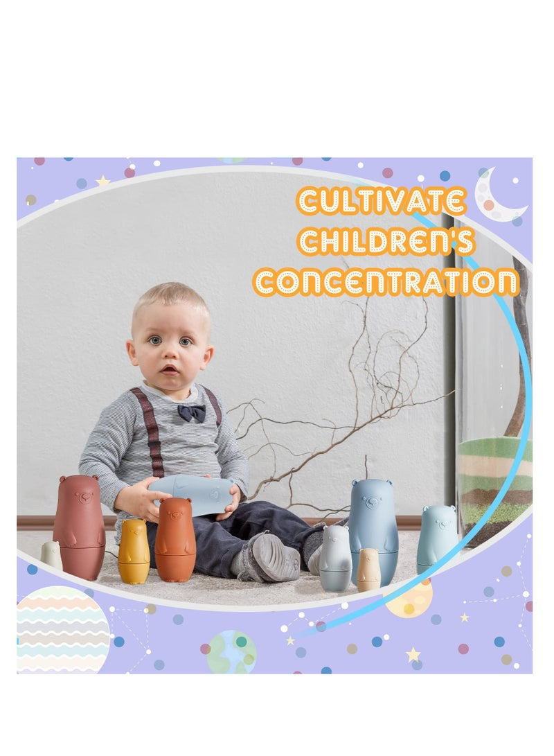 Barakah 8 Pieces Russian Nesting Dolls Silicone Matryoshka Doll Educational Stacking Nesting Dolls for Toddlers Vivid Silicone Nesting Dolls Food Grade Baby Teether for Kids (Bear) - Image 5