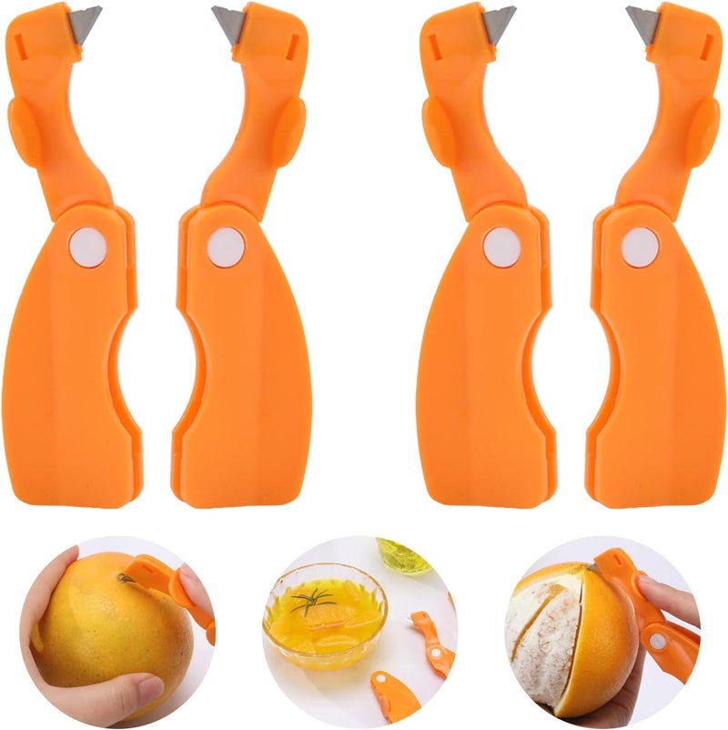 Duoduole 4 Pack Orange Peeler, Orange Lemon Citrus Peeler Tool Sharp Blade Orange Peeler Tool Vegetable Slicer Fruit Tools Kitchen Gadgets - Image 4