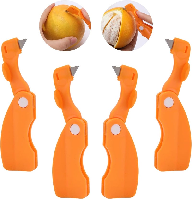 Duoduole 4 Pack Orange Peeler, Orange Lemon Citrus Peeler Tool Sharp Blade Orange Peeler Tool Vegetable Slicer Fruit Tools Kitchen Gadgets - Image 2