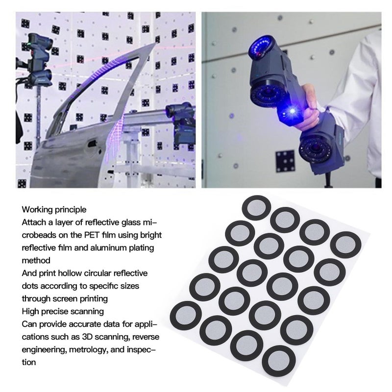 Sanpyl 3D Scanning Tracking Markers Dots 12mm Precise Reference Point Diffuse Reflection Positioning Stickers for 3D Scanner 200 Pieces Inner 12mm Outer 19mm - Image 5