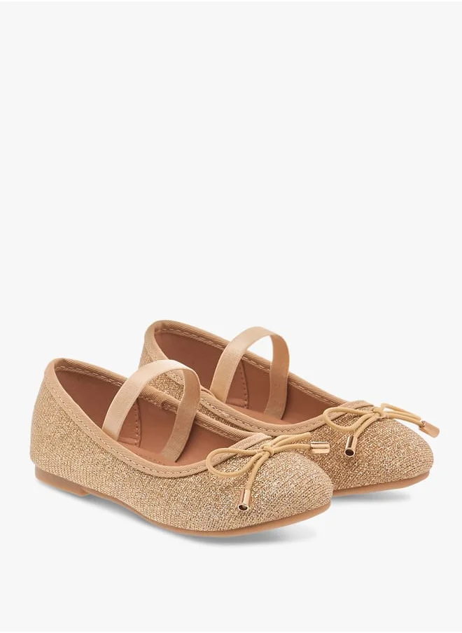 فلورا بيلا من شو إكسبرس Girls Textured Bow Applique Ballerina Shoes with Elasticated Strap