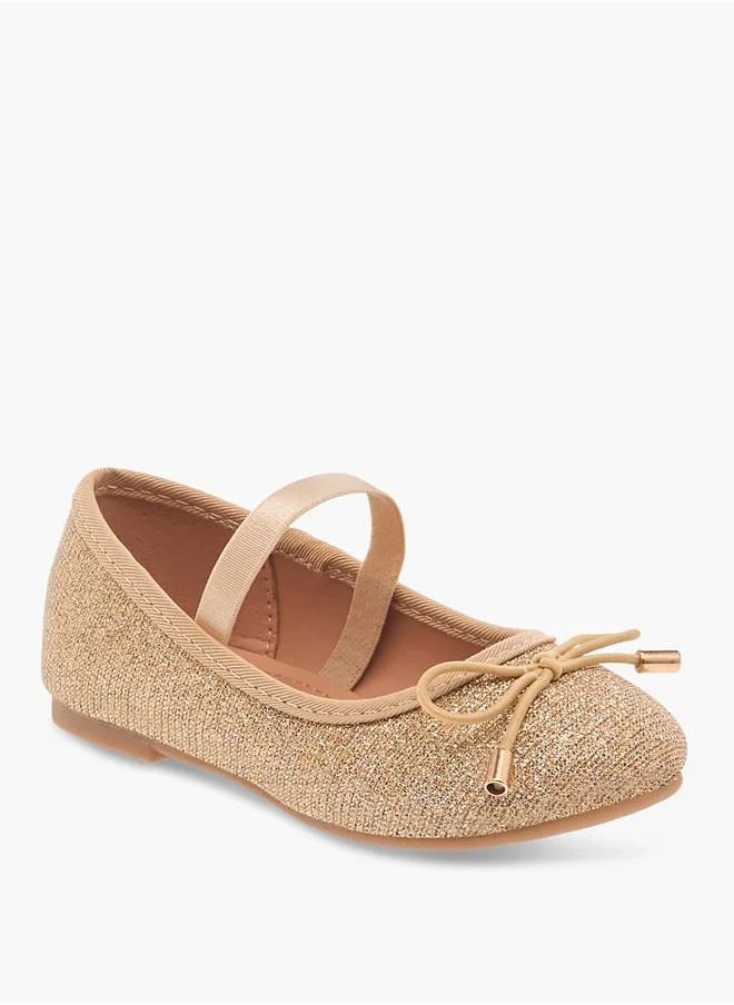 فلورا بيلا من شو إكسبرس Girls Textured Bow Applique Ballerina Shoes with Elasticated Strap