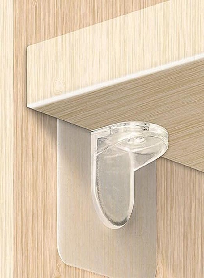 HMAA Shelf Support Brackets L-Shaped Support Triangle, Punch Free Adhesive Clear Plastic Pegs Hanger Holder for Partition Kitchen Bookshelf Wardrobe Bathroom Shelves (Pack of 10) - Image 4