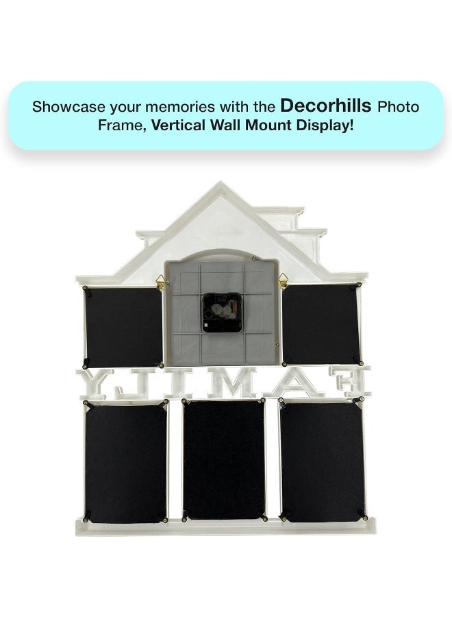 Decorhills DECORHILLS FRAMES & DECOR Plastic Family Design Multi Pictures Collage Photo with Time Clock, Wall Mount Display, White, 1-Pc  - Image 3