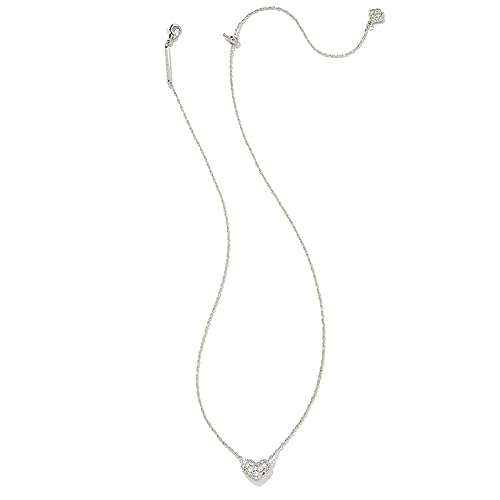 Kendra Scott Ari Silver-Plated Brass Pave Crystal Heart Necklace in White Crystal, Fashion Jewelry For Women - Image 2