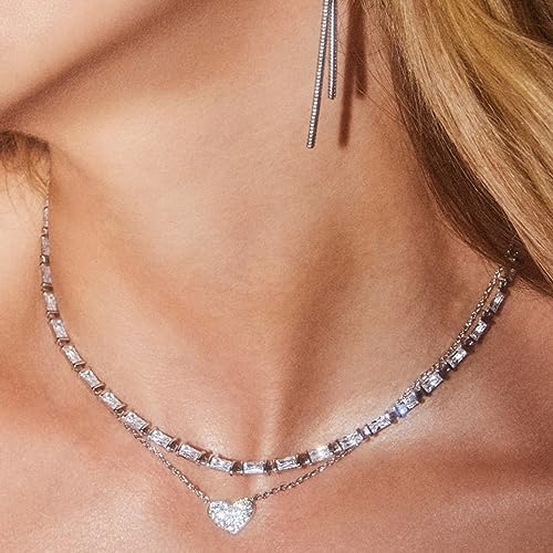 Kendra Scott Ari Silver-Plated Brass Pave Crystal Heart Necklace in White Crystal, Fashion Jewelry For Women - Image 3
