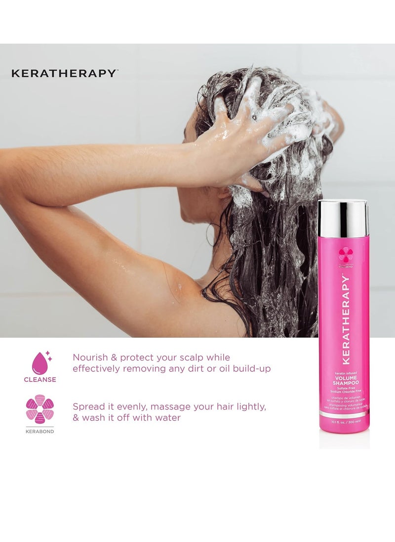 KERATHERAPY Keratherapy Keratin Infused Volume Shampoo, 10.1 fl oz, 300 ml - Volume Shampoo for Thin Hair - Kerabond Technology with Hemp Seed Oil, Indian Laurel Extract, Sea Kelp & Hydrolyzed Silk  - Image 4