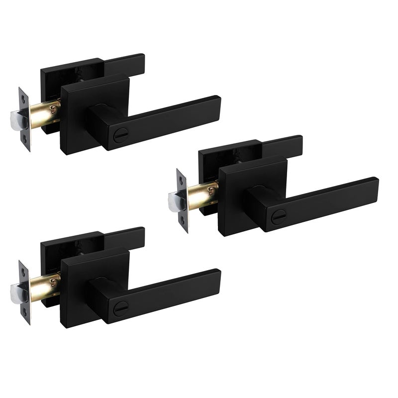 Newbang Solid Door Lever Handle Matte Black Finish - Image 1