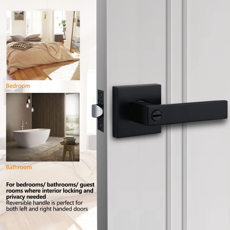 Newbang Solid Door Lever Handle Matte Black Finish - Image 2