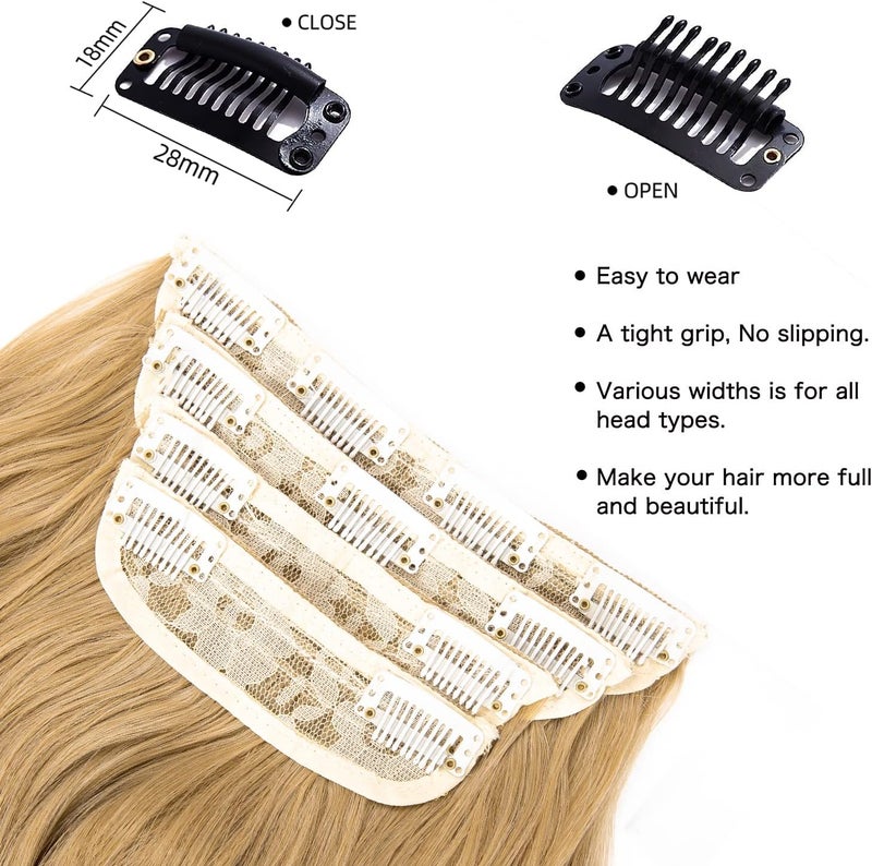 AliLeader Blonde Clip in Hair Extension, 20 Inches Long Wavy Synthetic Hair Extensions Clip in for Women and Girls (T26/18#, 4Pcs) - Image 3