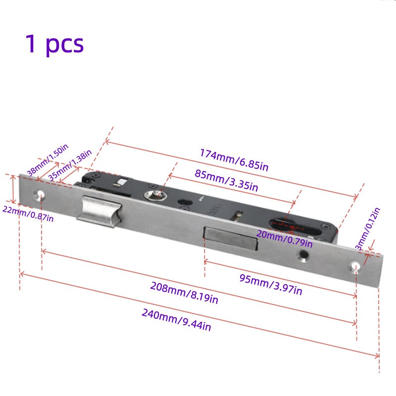 Risbay 1PCS Silver Aluminum Alloy 2 Point Bolt Mortise Lock Replacement Fit for Pella Storm Door Handle Set Part with Screws - Image 2