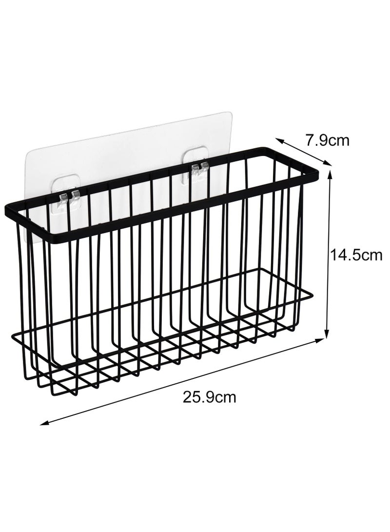 Kitchen Hanging Basket, Wall Mounted Organizer Basket, Kitchen Hanging Storage Basket with Self-adhesive Sticker, No Drilling Metal Organizer Basket for Cabinet, Kitchen, Pantry, Bathroom  - Image 3