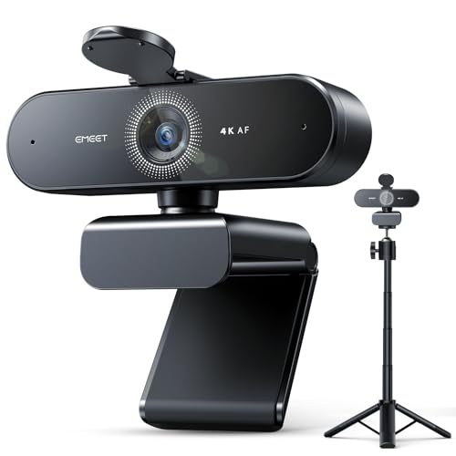 EMEET NOVA 4K Webcam with Tripod - 4K UHD, PDAF Autofocus, Adjustable Heights with 360° Swivel Head, 2 Noise-Cancelling Mics, USB Plug&Play, Privacy Cover, Ideal for Online Meetings&Live Streaming - Image 1