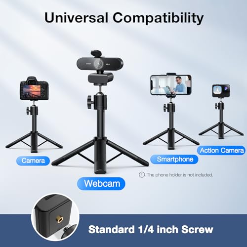EMEET NOVA 4K Webcam with Tripod - 4K UHD, PDAF Autofocus, Adjustable Heights with 360° Swivel Head, 2 Noise-Cancelling Mics, USB Plug&Play, Privacy Cover, Ideal for Online Meetings&Live Streaming - Image 2