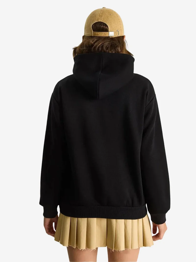 Bianco Lucci Black LUCCI Hooded Embroidered Sweatshirt for Women | Best Price UAE