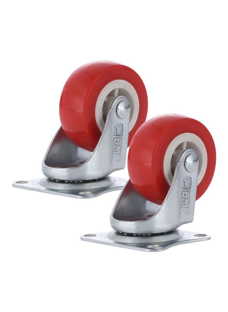 BMB tools - 2-Piece 50mm Red PVC Caster - Swivel - Plate - Image 1