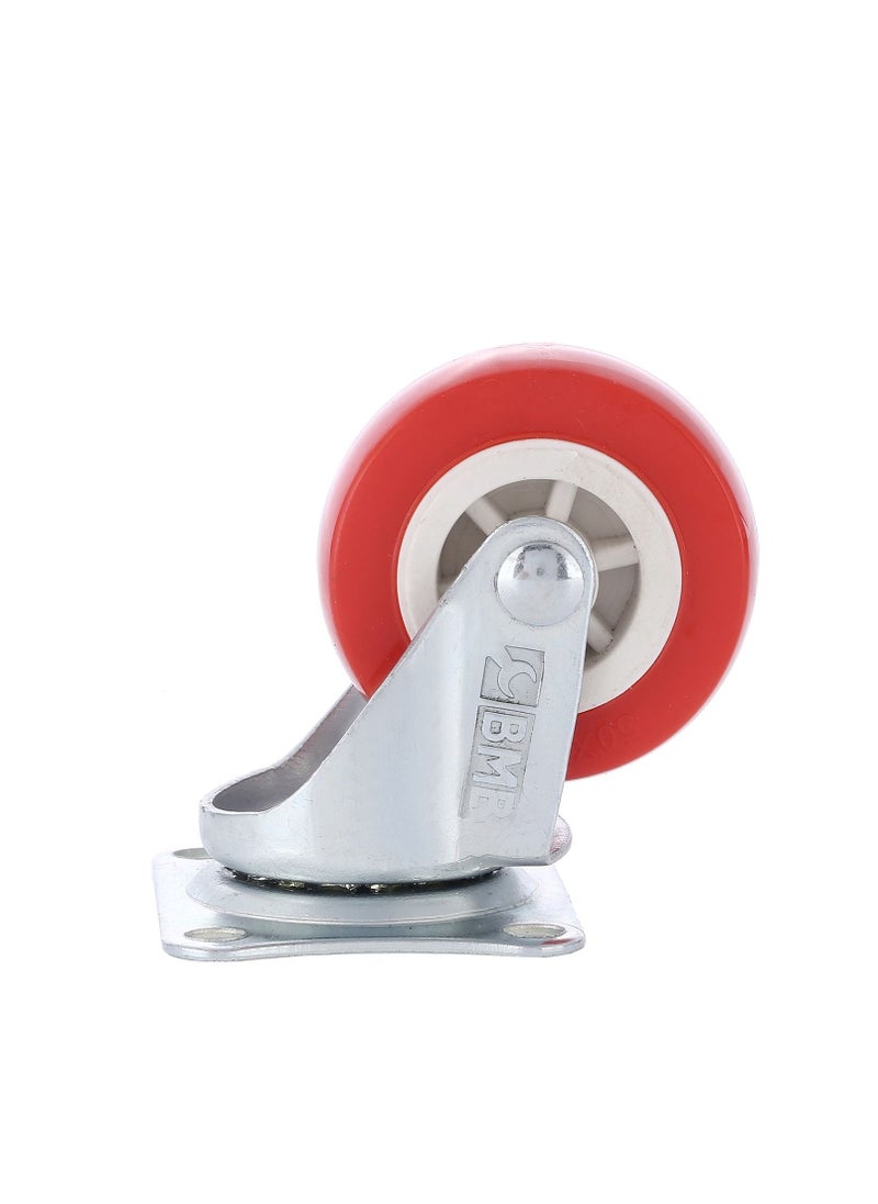 BMB tools - 2-Piece 50mm Red PVC Caster - Swivel - Plate - Image 1