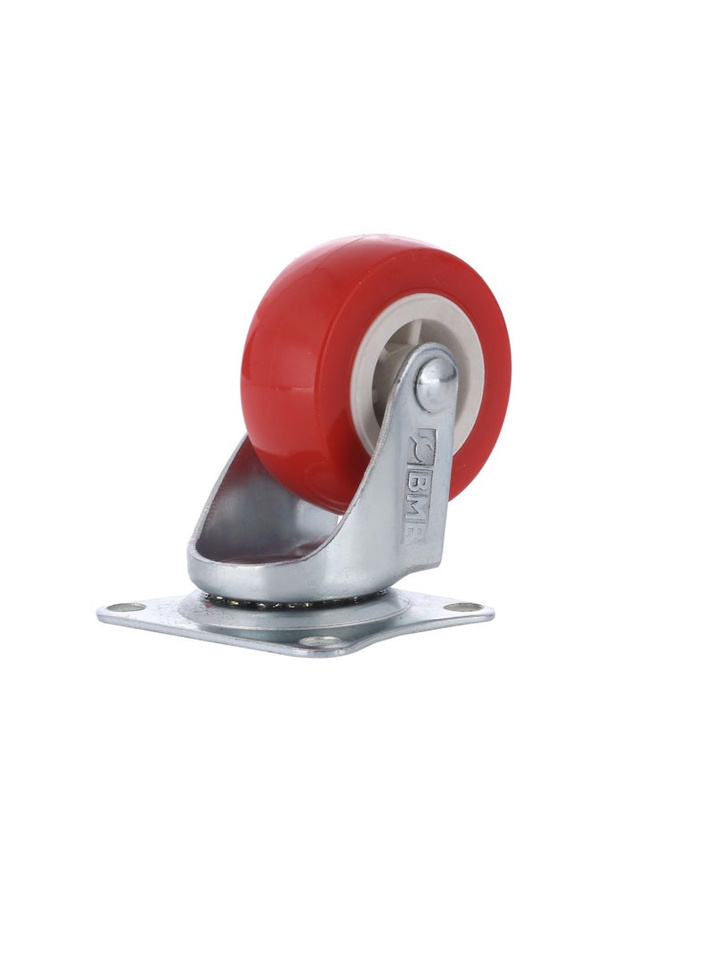 BMB tools - 2-Piece 50mm Red PVC Caster - Swivel - Plate - Image 1