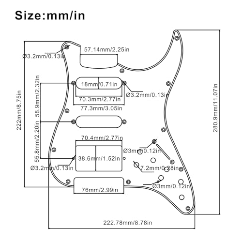 SAPHUE SSH-Coil Splitting Electric Guitar Pickguard Two Mini Humbucker + ONE Humbucker(9K/9K/15K)+Silence Switch Loaded Prewired Scratchplate (pearl White) - Image 2