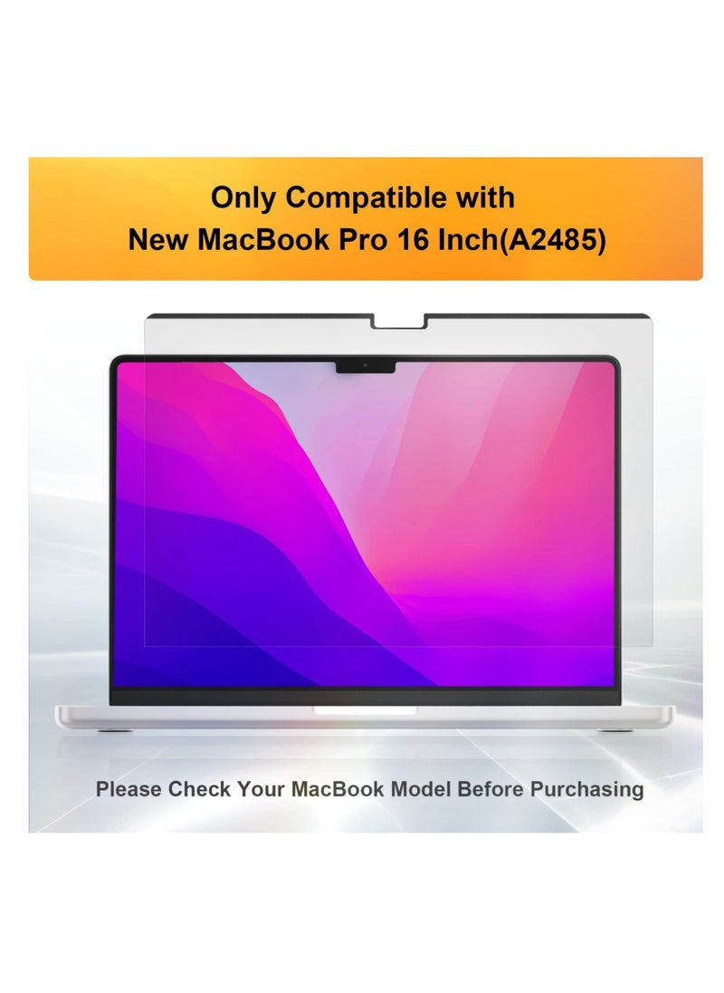 Magnetic Privacy Screen Filter for MacBook Pro 16 Inch 2021(M1 / M1 Max, A2485, Removable Anti Blue Light Glare Protector Compatible with 16.2'' Apple Mac Laptop