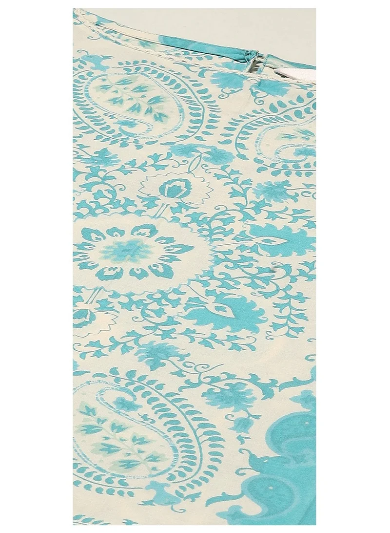 بيبا كورتا قطن أزرق مطبوع مستقيم