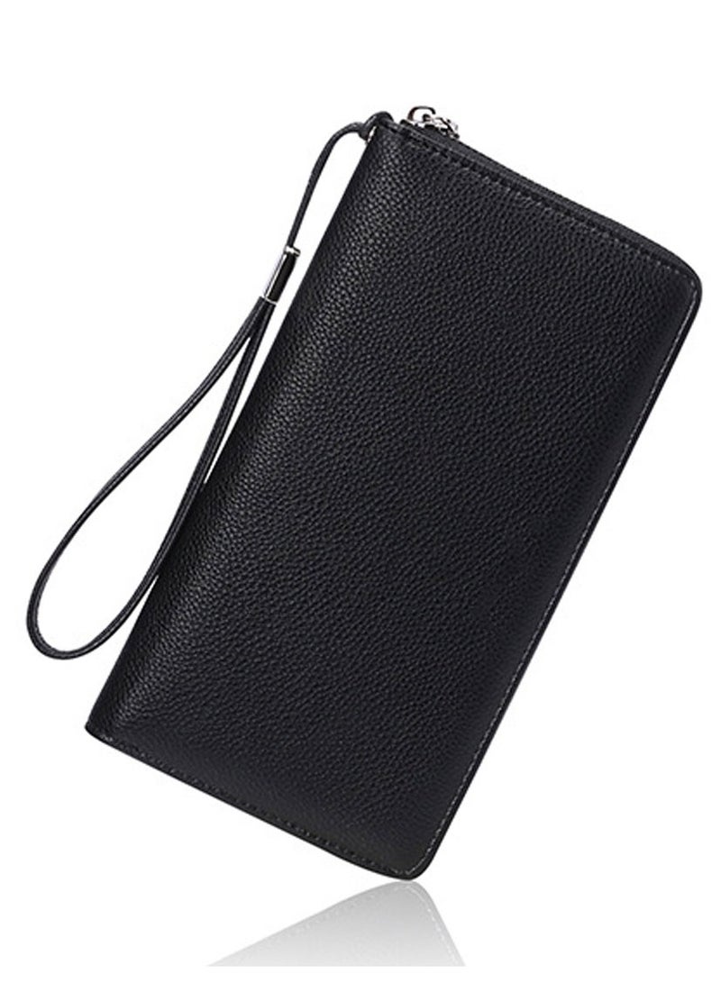SYOSI PU Leather Women's Wallets RFID Blocking Bifold Zipper Pocket Card Holder with 17 Card Slots Multi-Function Bifold Zipper Clutch Purse Large Capacity Card Holder with RFID for Girls Classic Black - Image 1