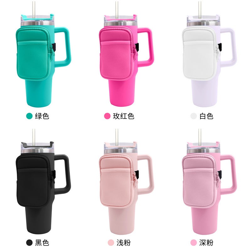 40 Oz Ice Cup Cover Color Diving Material Car Suction Cup Protective Cover Handle Ice Cup Cover Storage Bag - Image 3