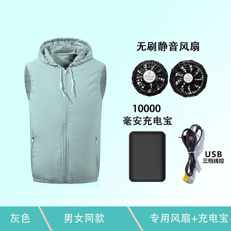 Leisure Cooling Refrigeration Air Conditioning Clothing Usb With Electric Fan Sun Protection Vest Work Clothes - Image 5