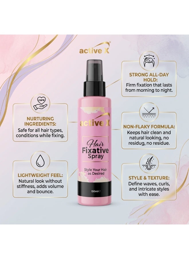 ActiveX Hair Fixative Spray 150ml – Long Lasting Hold Hair Spray with Natural Shine & Anti-Humidity Protection - Image 4