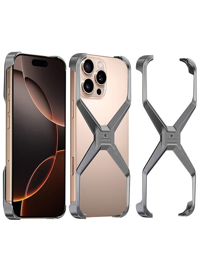 CATANES ( for iPhone 16 Pro Max ) Case X Shape Anti-Fall Bare Phone Case,Cool Design Luxury Metal Shockproof Anti-Scratch Slim Borderless Case - Image 5