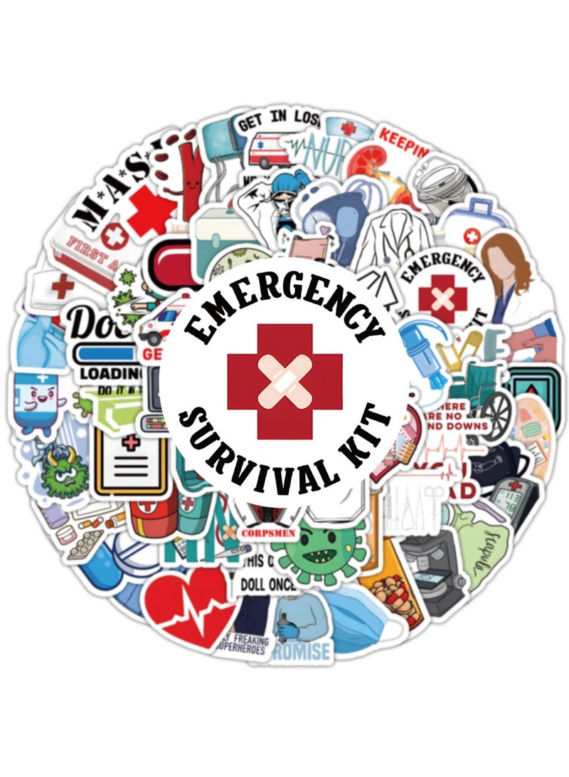 100PCS Doctor Stickers, Medical Equipment Stickers Aesthetic Decals Vinyl Waterproof Doctor Appreciation Gifts Stickers for Water Bottle Laptop Luggage Skateboard Snowboard Scrapbook Phone Gifts - Image 2