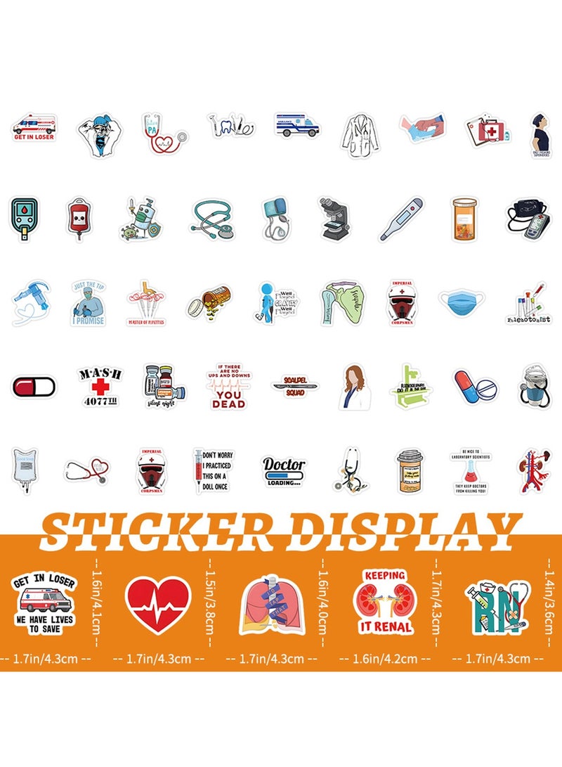100PCS Doctor Stickers, Medical Equipment Stickers Aesthetic Decals Vinyl Waterproof Doctor Appreciation Gifts Stickers for Water Bottle Laptop Luggage Skateboard Snowboard Scrapbook Phone Gifts - Image 4