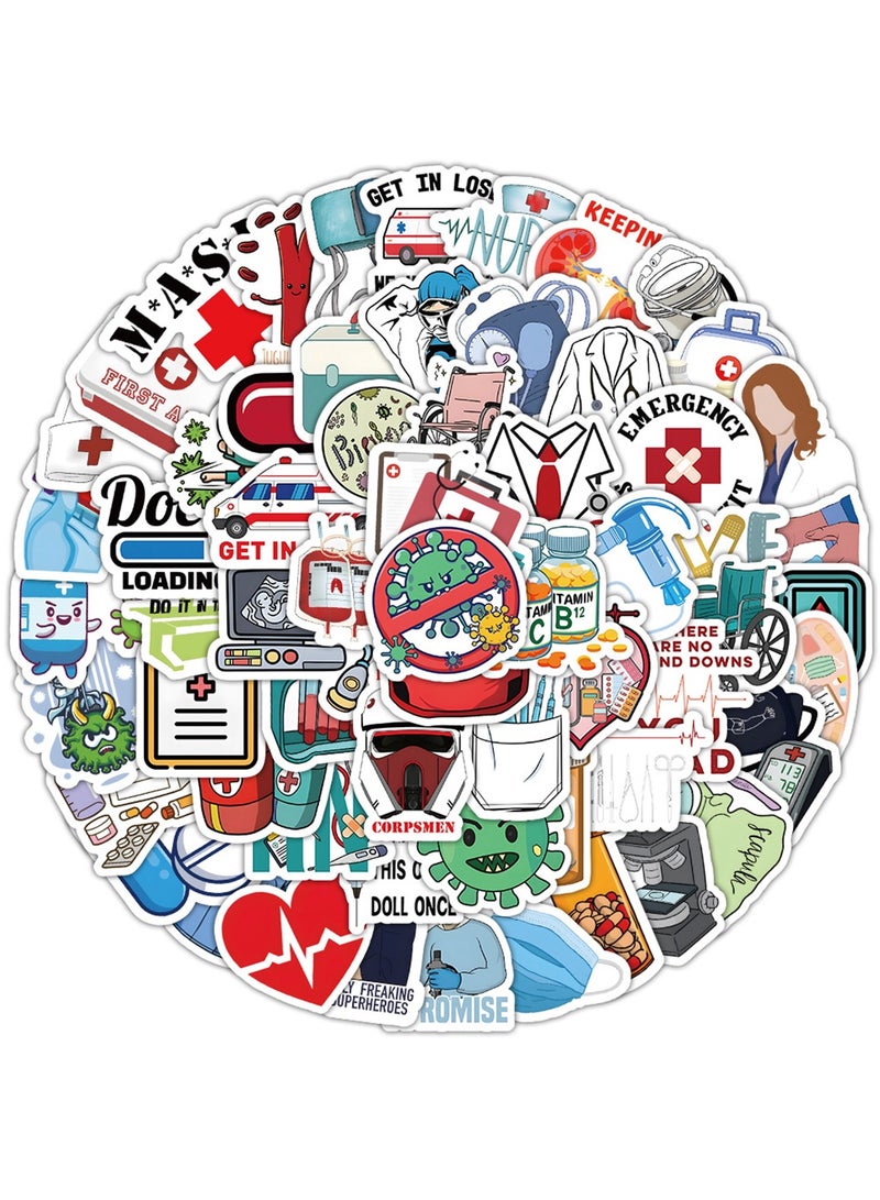 100PCS Doctor Stickers, Medical Equipment Stickers Aesthetic Decals Vinyl Waterproof Doctor Appreciation Gifts Stickers for Water Bottle Laptop Luggage Skateboard Snowboard Scrapbook Phone Gifts - Image 5