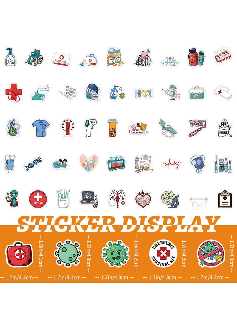 100PCS Doctor Stickers, Medical Equipment Stickers Aesthetic Decals Vinyl Waterproof Doctor Appreciation Gifts Stickers for Water Bottle Laptop Luggage Skateboard Snowboard Scrapbook Phone Gifts - Image 3