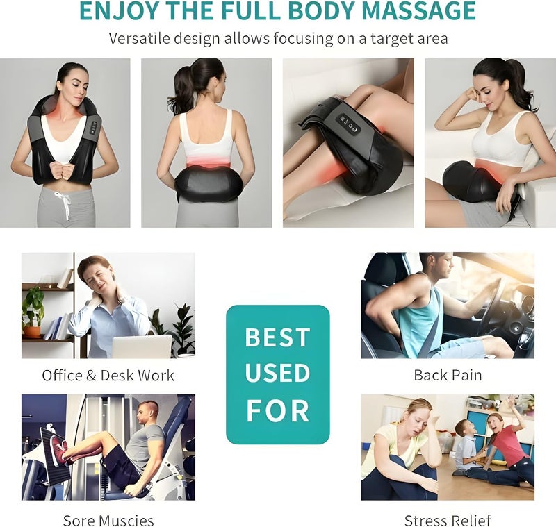 VOGMAX Back Neck Shoulder Massager with Heat, Deep Tissue 3D Pinch Pressure Massage for Muscle Pain Relief, Office Chair, Car & Home Use Black - Image 3